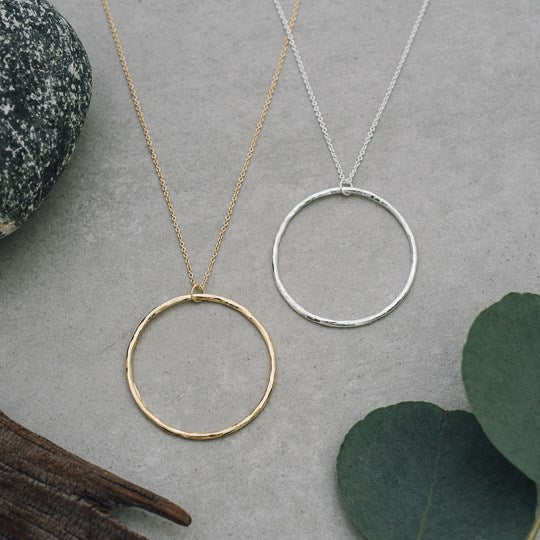 Round Large Circle Pendant Necklace