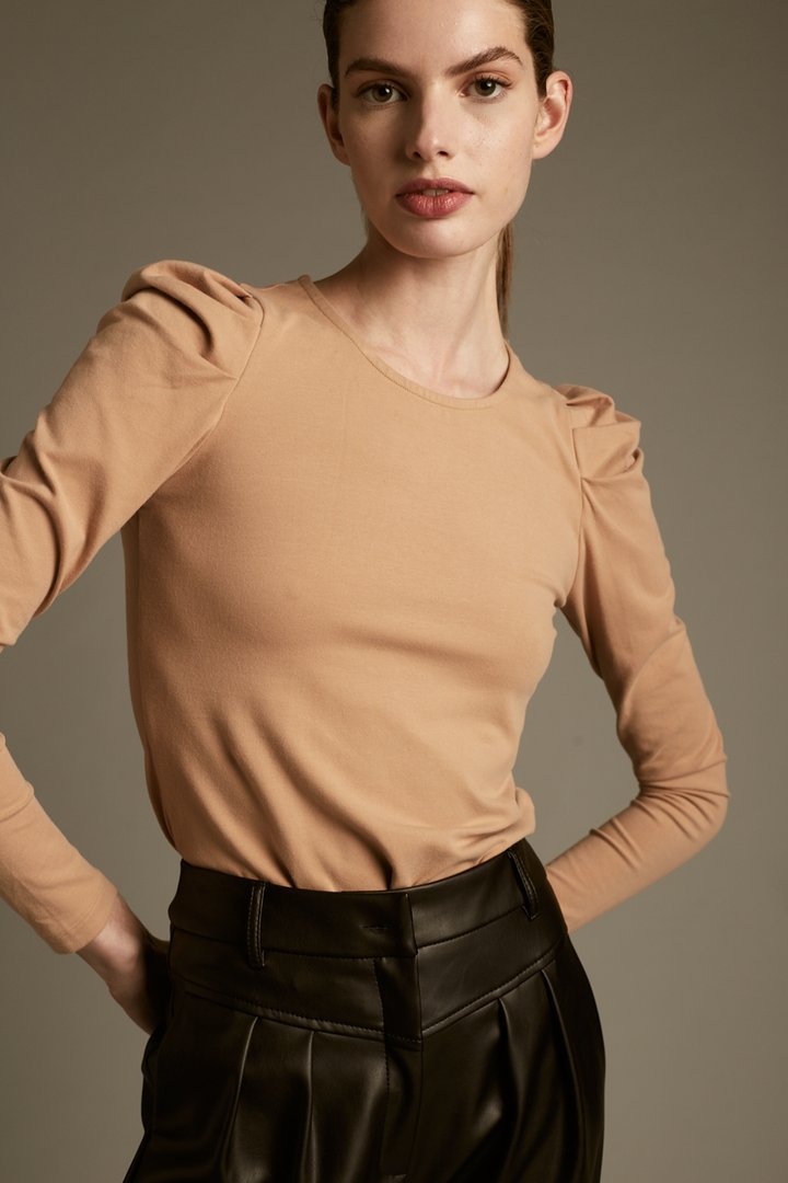 Deluc Sawyer Gathered Long Sleeve Fitted Top