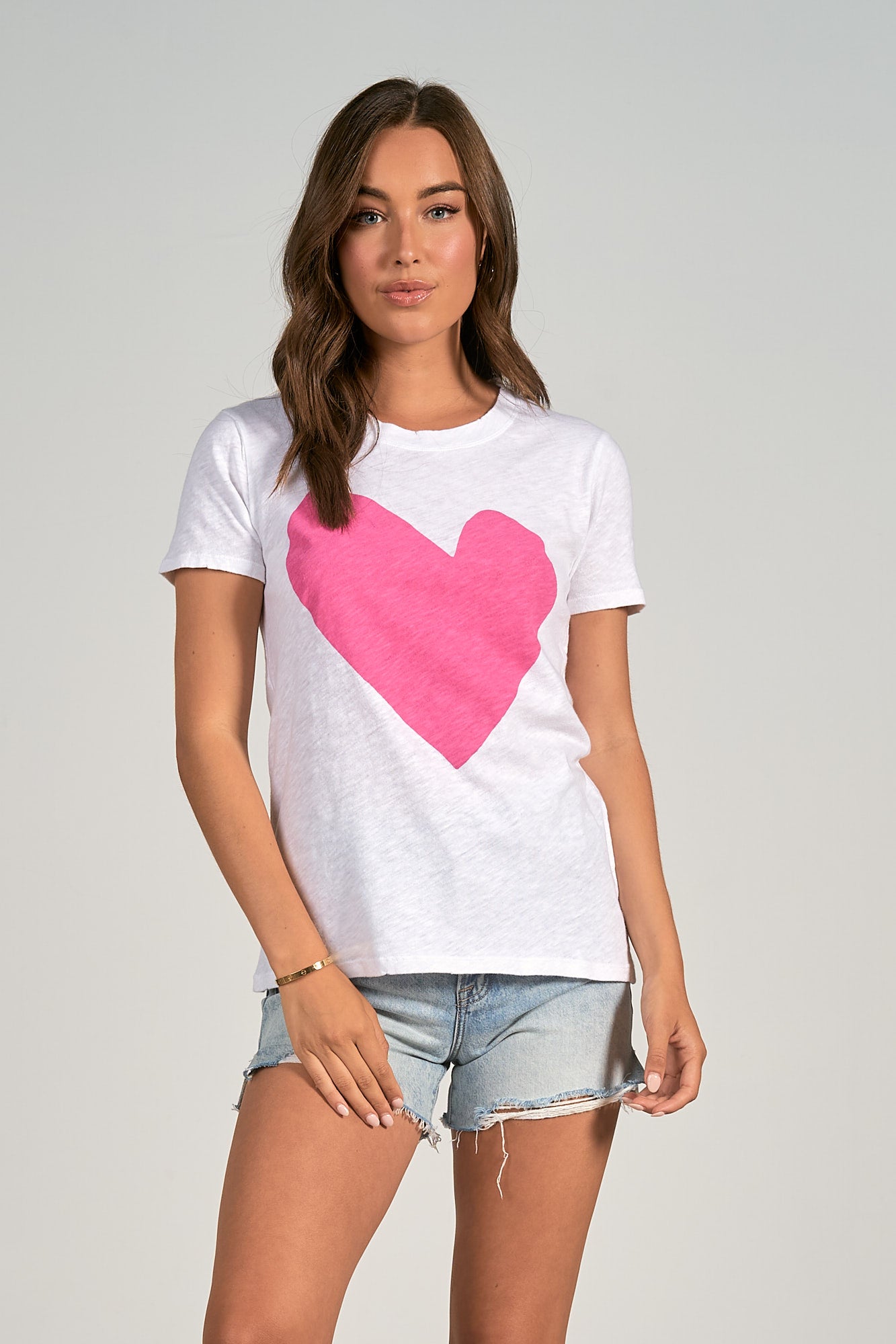 Elan White Pink Heart T-Shirt
