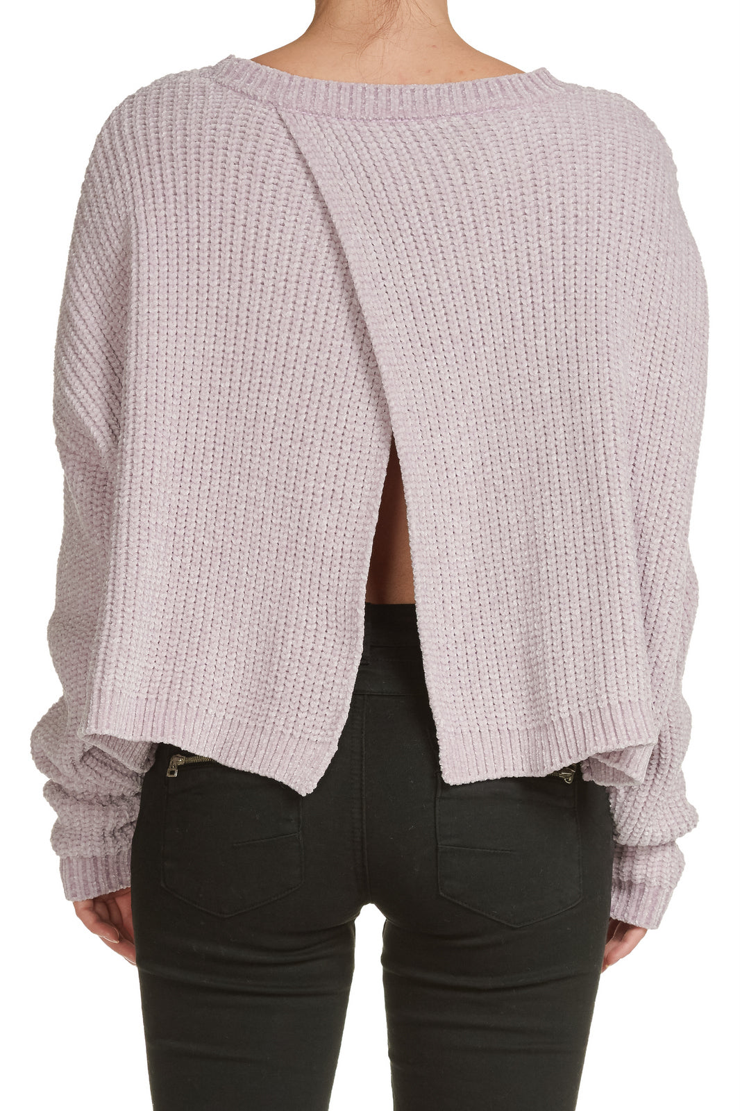 Lavender Crew Neck Sweater with Crossback