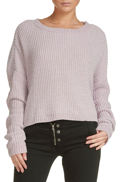 Lavender Crew Neck Sweater with Crossback