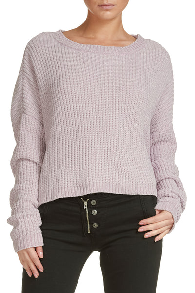 Lavender Crew Neck Sweater with Crossback