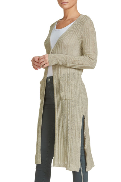 Long Lightweight Cardigan with Front Pockets
