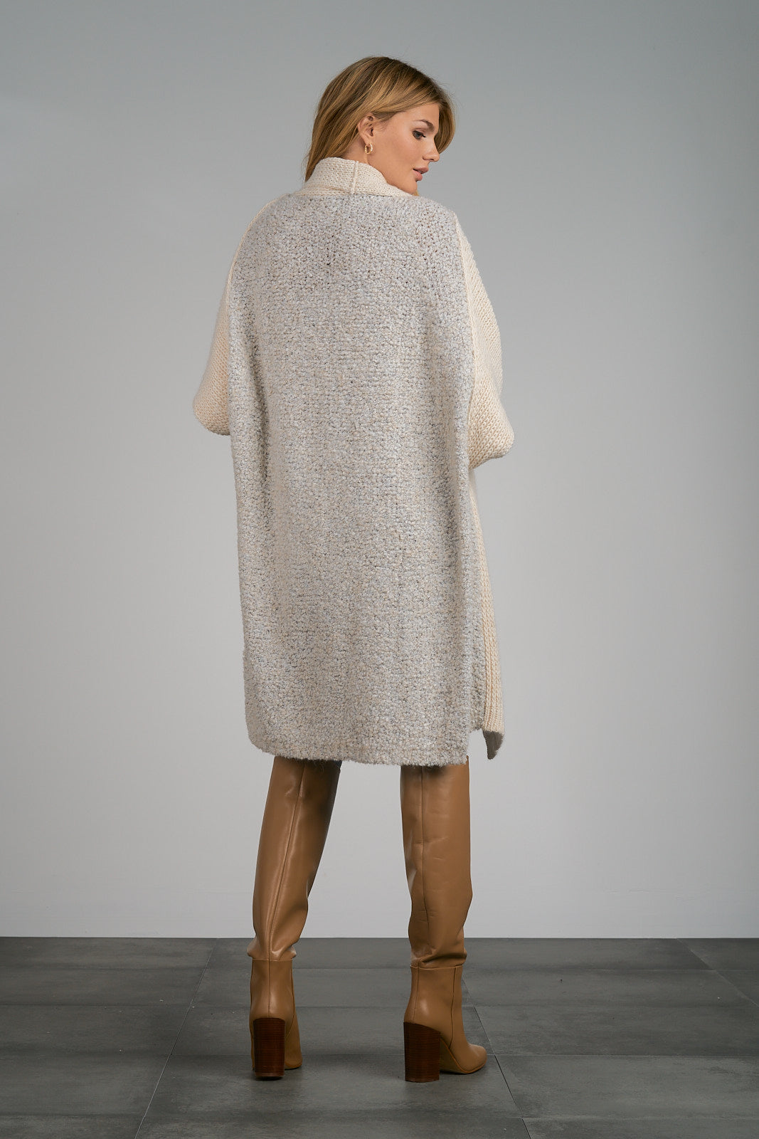 Elan Oatmeal Grey Long Cardigan Sweater