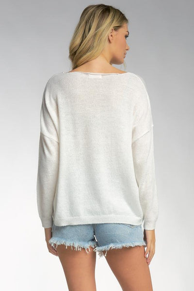 White "Rock" Slogan Sweater