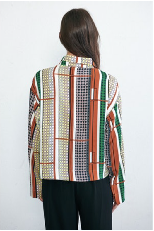 Lemon Printed Button Up Blouse