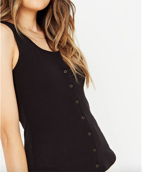 Ribbed Button Down Tank Top