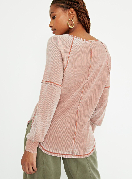Salted Carmel Burnout  Thermal Henley Top