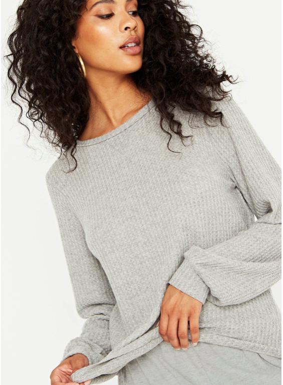 Heathered Grey Long Sleeve Thermal Top