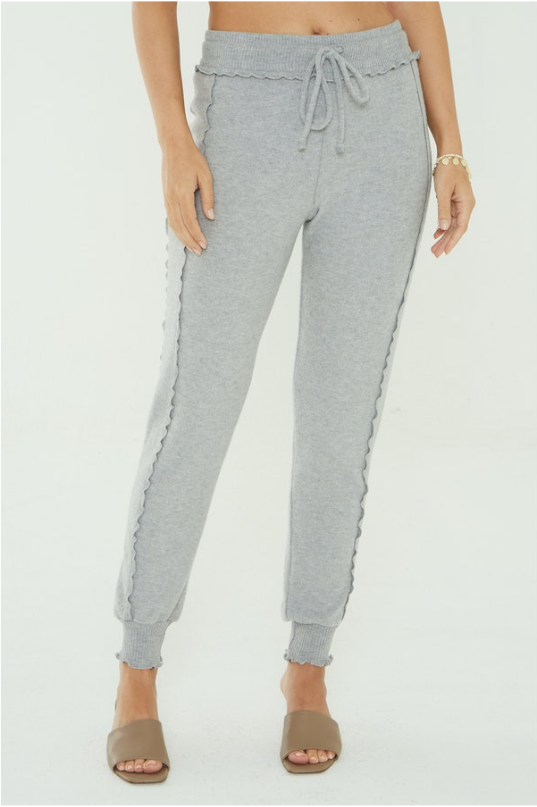 Heather Grey Jogger with Lettuce Edges