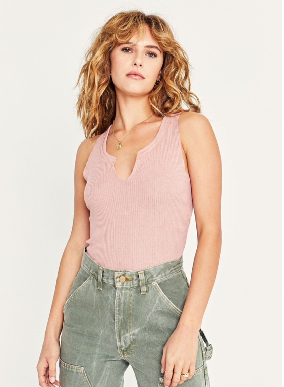Inca Rib Notched Neck Tank Top