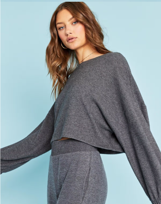 Charcoal Grey Cropped Sweatshirt