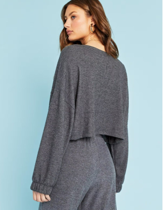 Charcoal Grey Cropped Sweatshirt