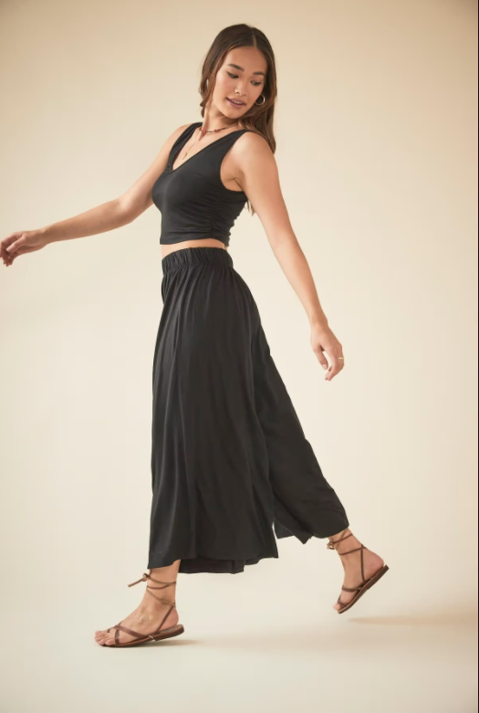 Black Wide Leg Crop Pant