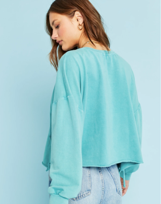 Teal Long Sleeve Sweatshirt with Side Ties