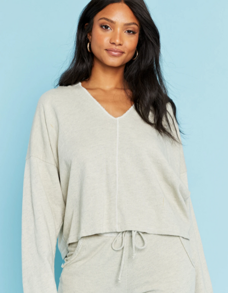 Oatmeal Seamed Front Hoodie