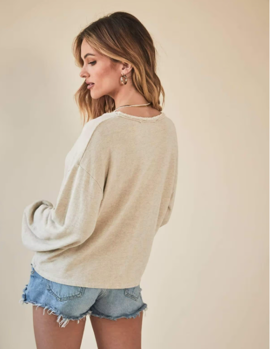 Oatmeal "Mica" Seamed Front Sweatshirt