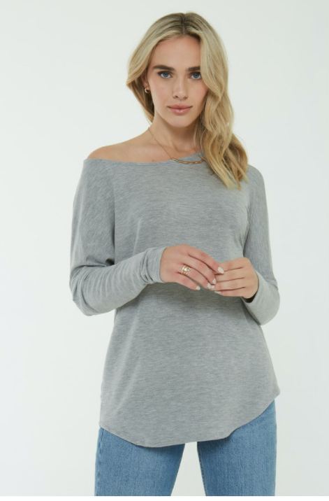 Heather Grey Isla Off the Shoulder Sweatshirt