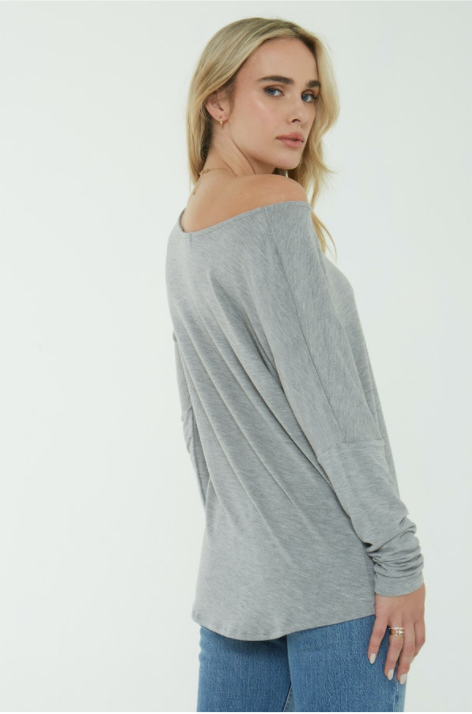 Heather Grey Isla Off the Shoulder Sweatshirt