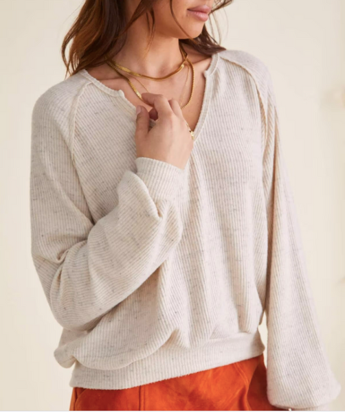 Foley Ribbed Notch Neck Top