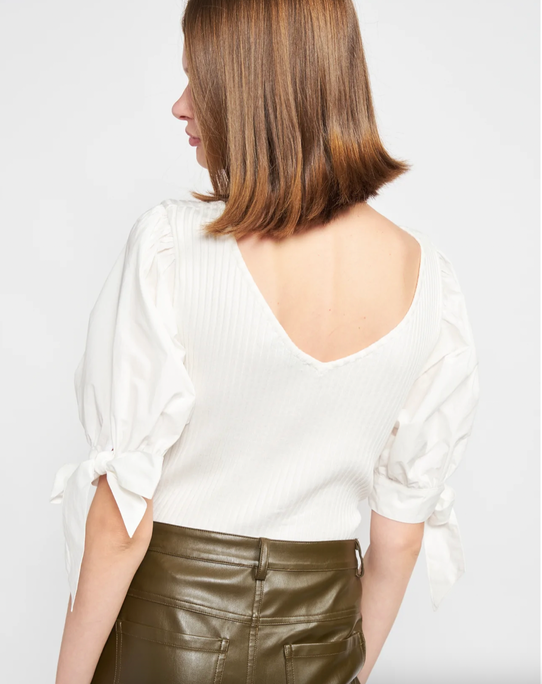 en saison Cream Sorentto Mixed Media Top