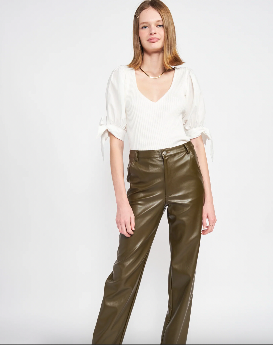 en saison Cream Sorentto Mixed Media Top