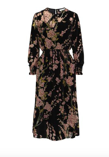 Black Floral Burnout Midi Dress