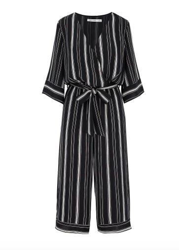 Navy blue stripe midi romper