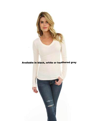 Long Sleeve V-Neck Fitted Tee