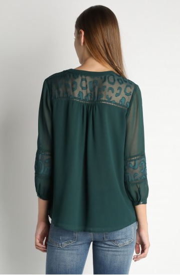 Emerald Green Top with Lace Detail
