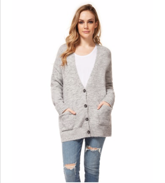 Grey Oversized Cardigan Sweater