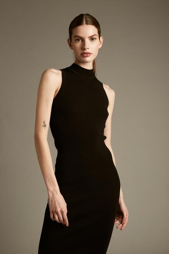 Deluc Tessa Black Sleeveless Turtleneck Midi Dress Deluc Tessa Black Sleeveless Turtleneck Midi Dress
