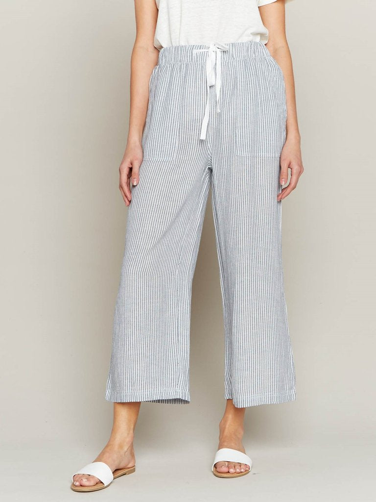 Deep Sea Pants in Ivory with Navy Blue Stripes