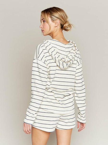 Tide Pool Pullover in Ecru with Navy Blue Stripes