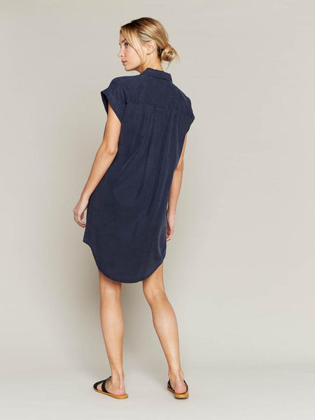 Twilight Short Sleeve Dress In Navy Blue