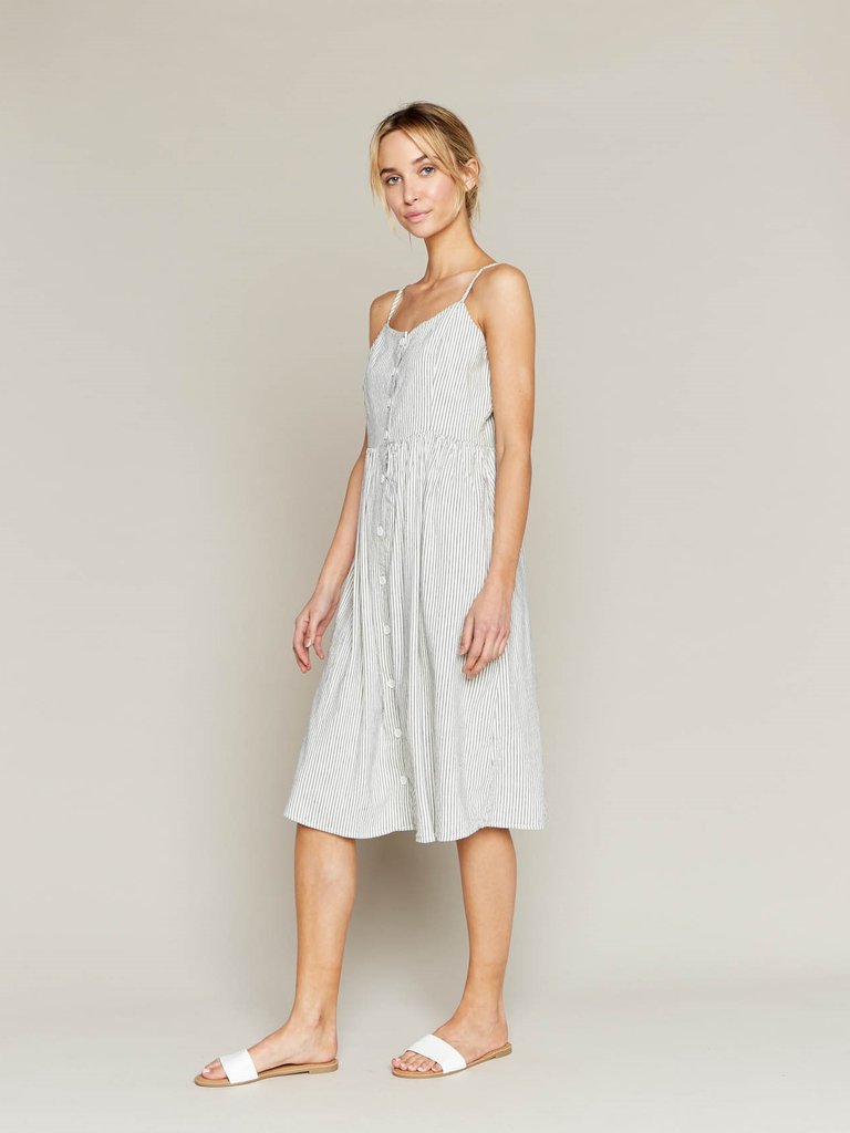 Sunday Brunch Dress in Ivory with Navy Stripes Sunday Brunch Dress in Ivory with Navy Stripes