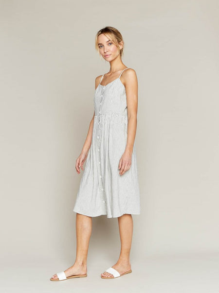 Sunday Brunch Dress in Ivory with Navy Stripes