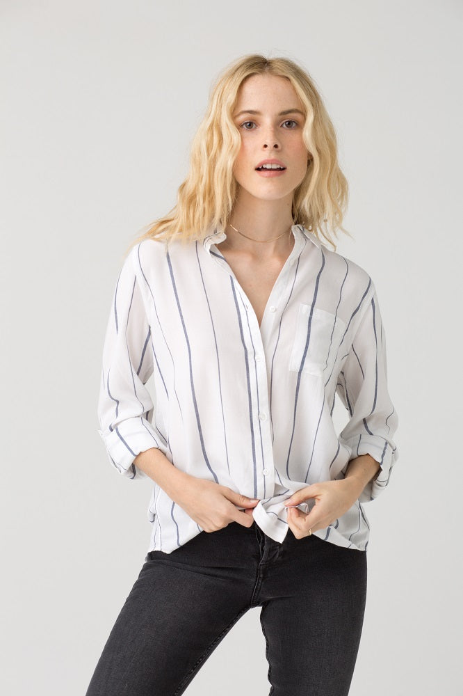 White Long Sleeve Striped Shirt