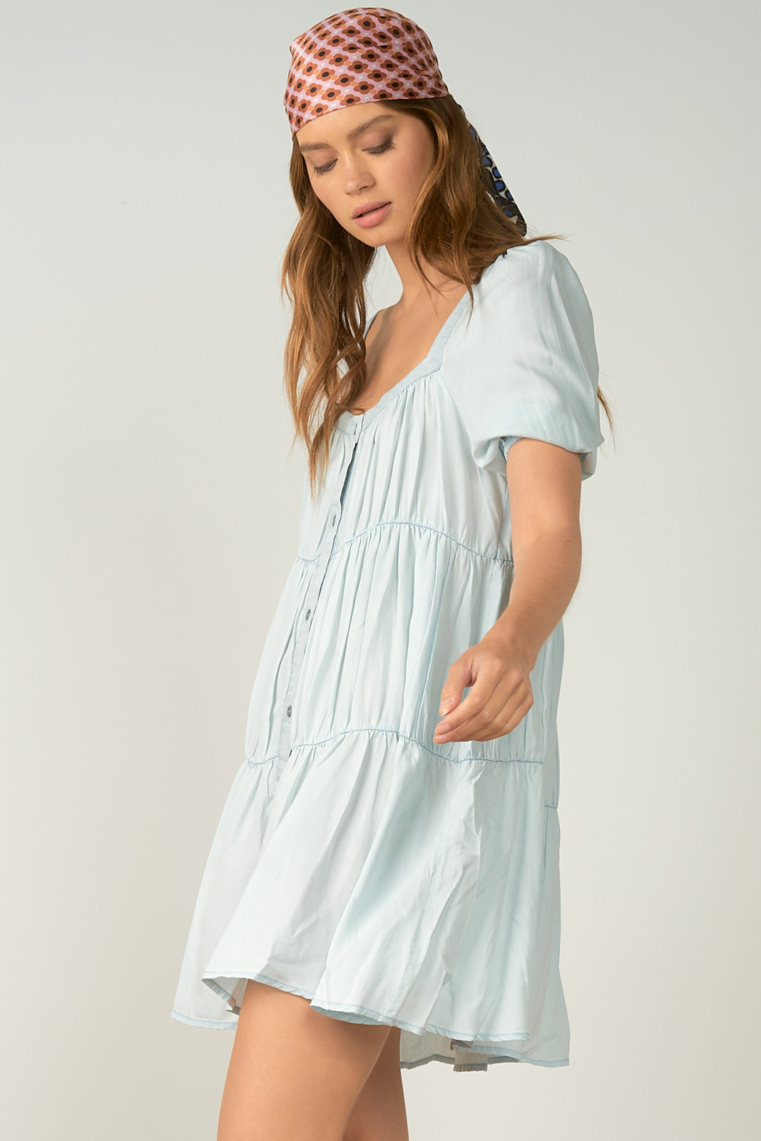 Elan Short Sleeve Denim Dress
