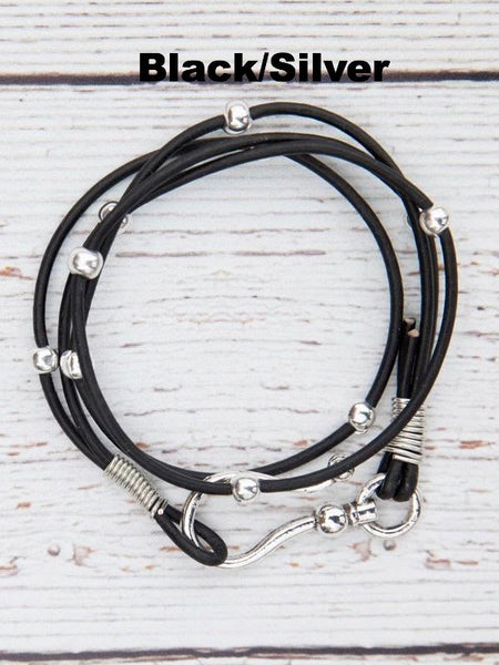 Double Leather Hook Wrap Bracelet