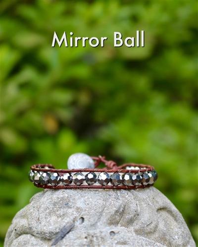 Gemstone Threaded Leather Wrap