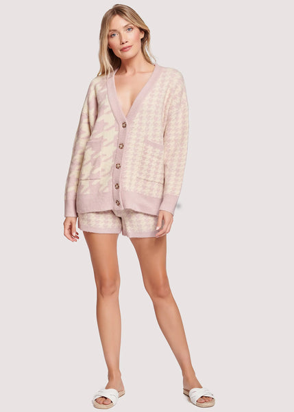 Lost + Wander Pink Houndstooth Nikki Cardigan