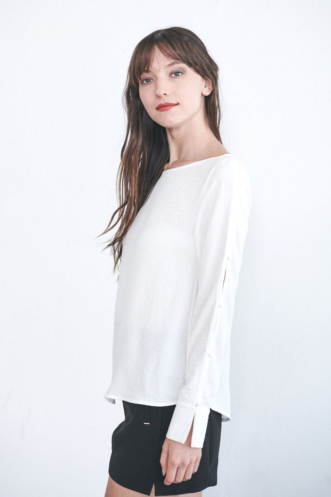 White Button Up Sleeve Blouse