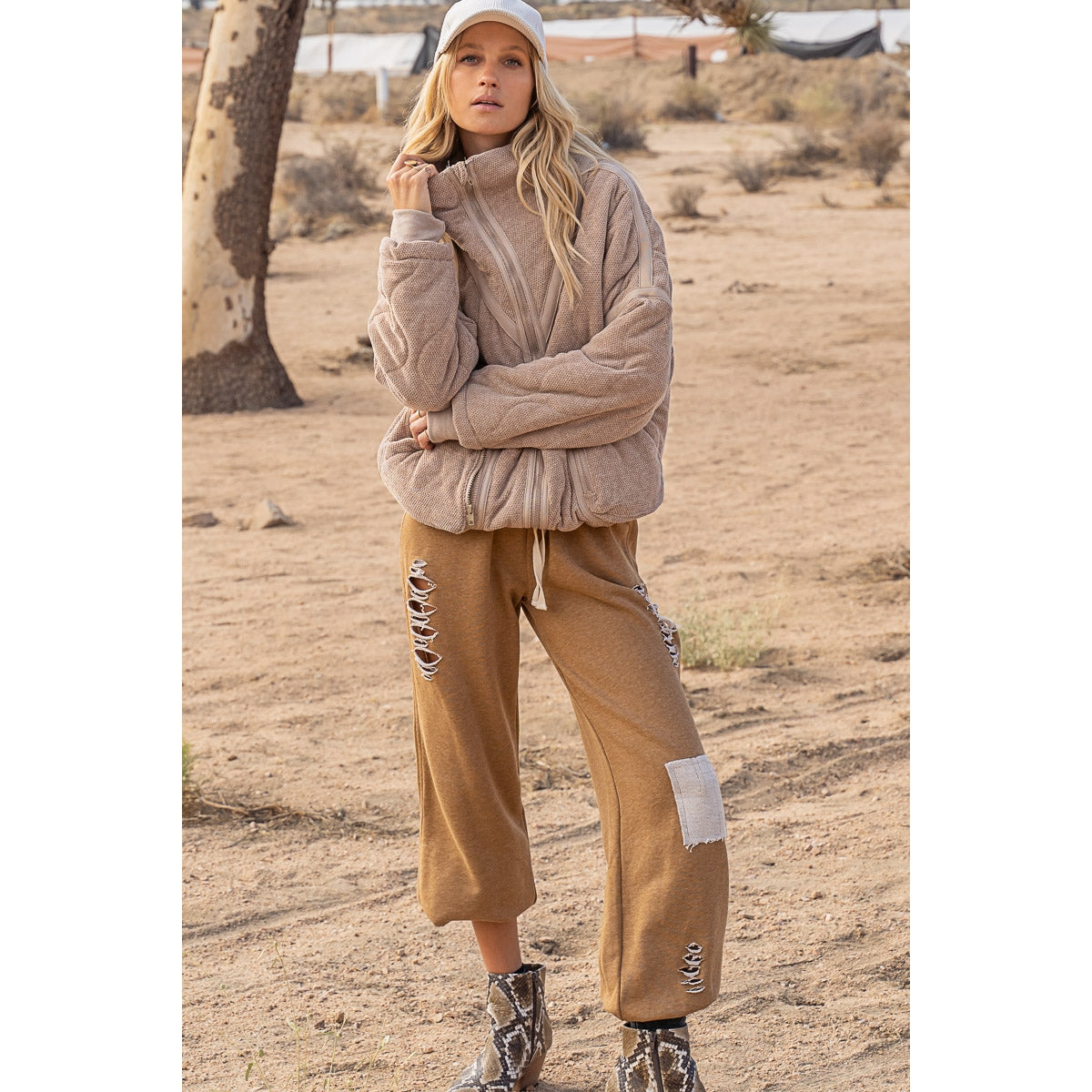 POL Powder Mocha Quilted Jacket