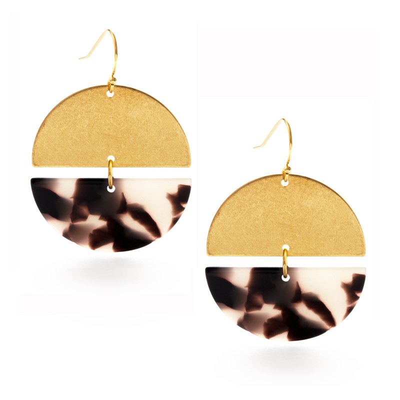 Tortoise Shell Semicircle Earrings