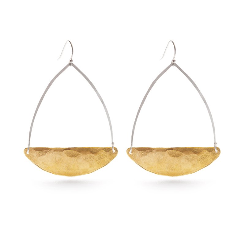 Mixed Metal Semicircle Earrings