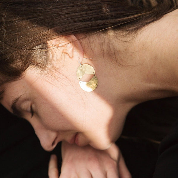 Reflection Earrings in Brass and Sterling Silver