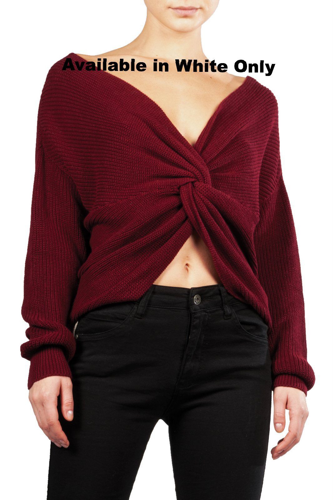White Sweater with Twist Back