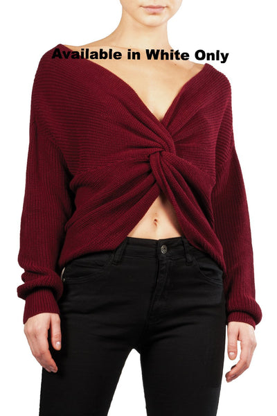 White Sweater with Twist Back