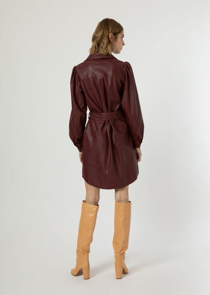 FNCH Acy Bordeaux Faux Leather Dress